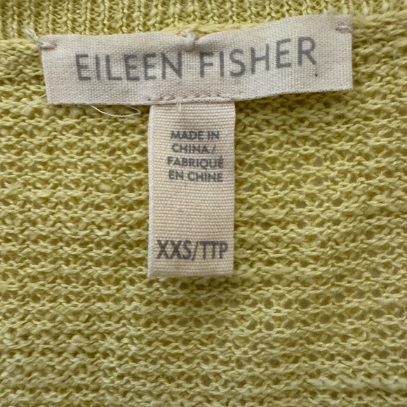 Eileen Fisher Organic Linen & Cotton Blend V-Neck Sweater, Light Yellow,Size XXS - Picture 9 of 11